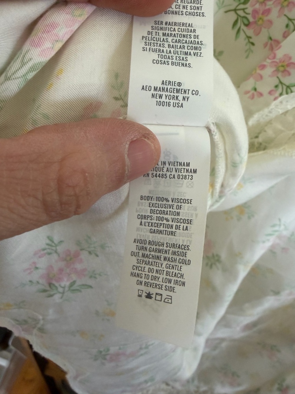 Aerie Floral Cream Satin lace trim Maxi viscose skirt XL - Picture 11 of 11